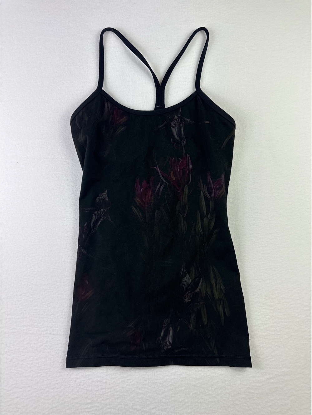 Lululemon Black Floral Print Racerback Tank Top